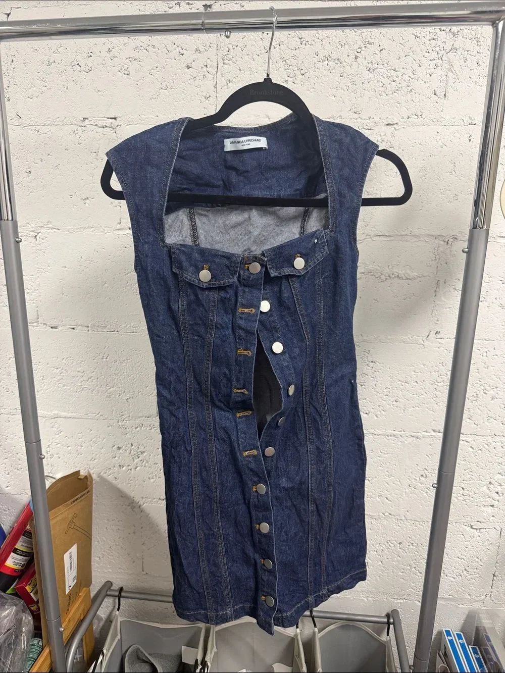 AMANDA UPRICHARD Denim Button-Front Dress in Dark Blue Size XS Never Worn